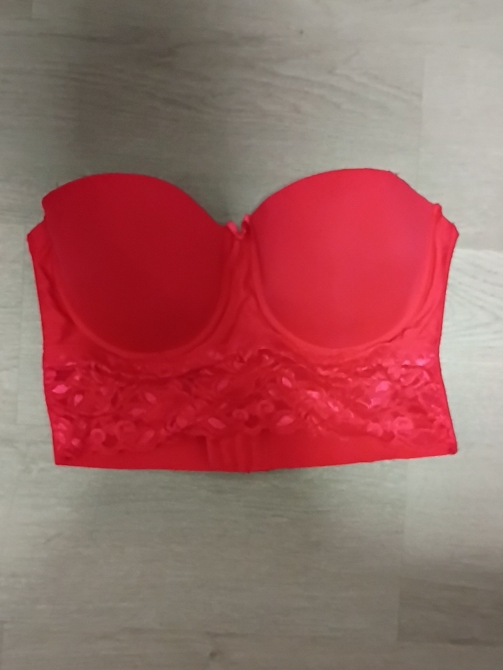 Strapless Red Lace Longline Bustier Bra